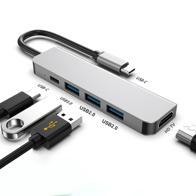 OULLX 5-in-1 USB-C Hub – HDMI 4K, USB 3.0 & PD Charging