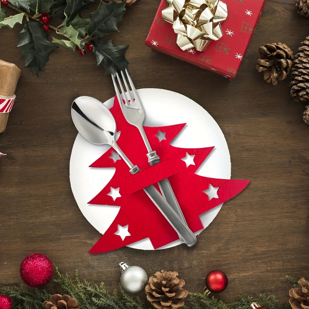 Felt Christmas Tree Placemat Set – Red & Green Holiday Decor