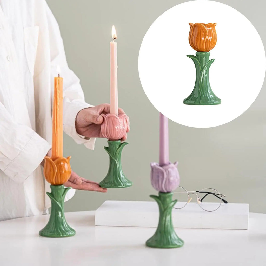 Flower Shape Porcelain Candlestick Holder | Table Centerpiece