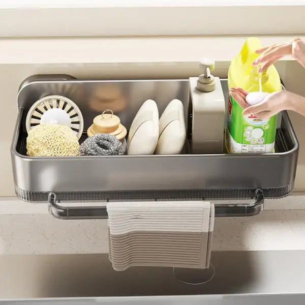 Wall Mounted Kitchen Sponge Holder with Draining Tray