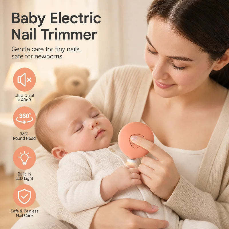 Electric Baby Nail Trimmer – 6 Heads, Safe & Quiet | 0–36M