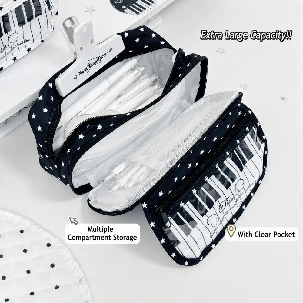 Star Piano Keyboard Pencil Case – Large Capacity Stationery Bag