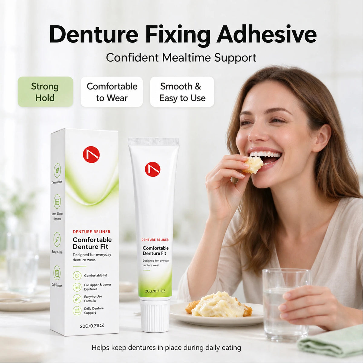 Denture Adhesive Cream – Firm Hold Upper & Lower Dentures