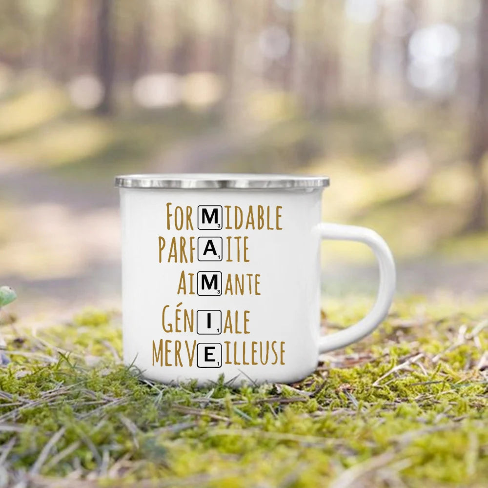 Super Papy Mamie Enamel Mug – Grandma & Grandpa Gift