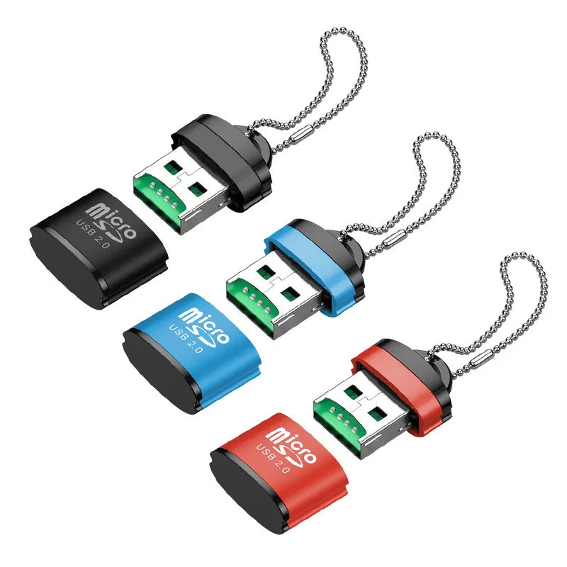 Mini USB Micro SD TF Card Reader with Anti-Lost Chain | USB 2.0