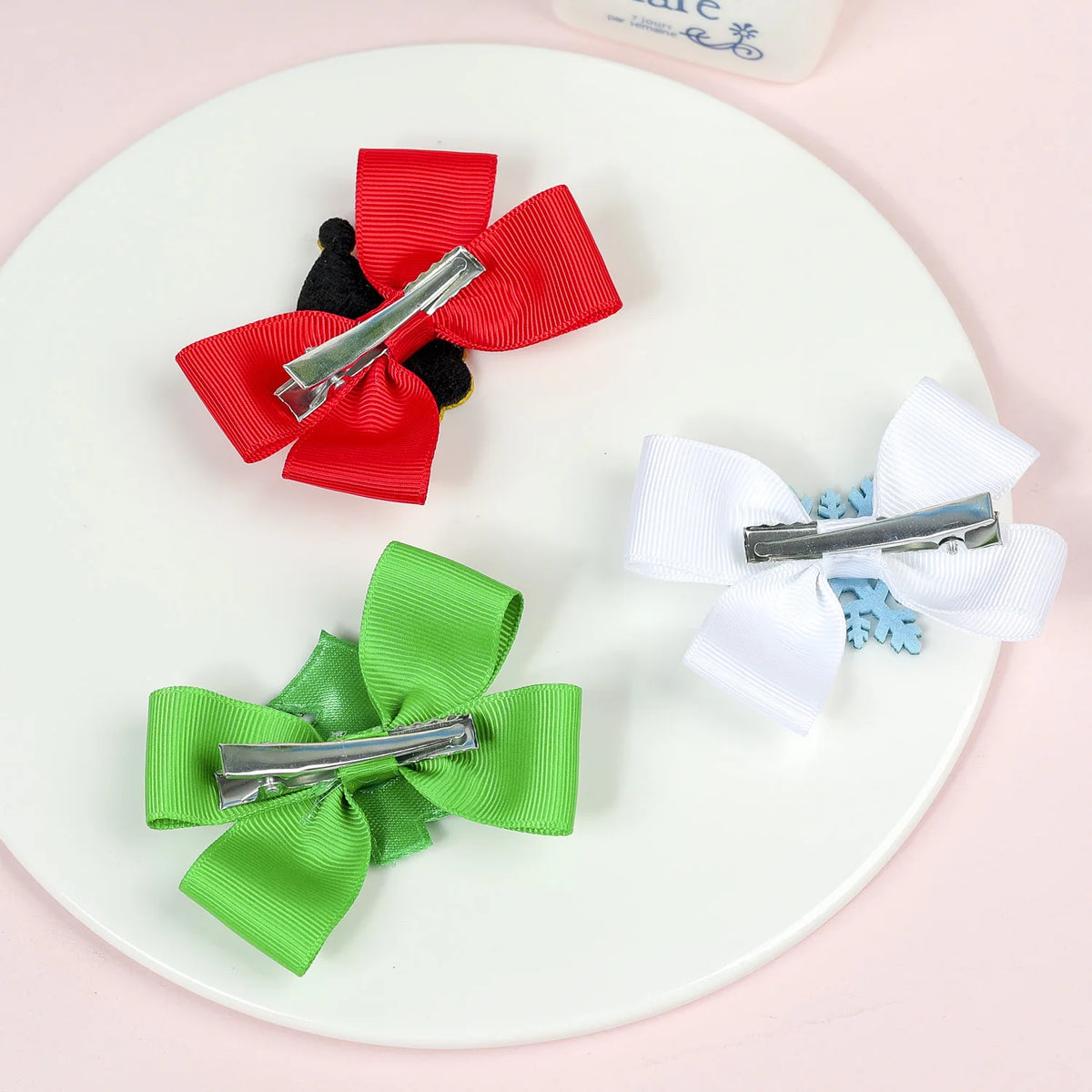 2-Pack Christmas Bow Hair Clips – Santa Snowflake Hairpins