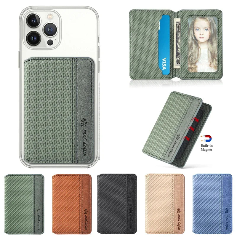 Magnetic PU Leather Phone Card Holder Sticker – 3M Adhesive Wallet