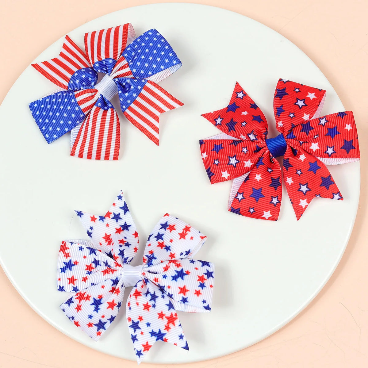 2-Pack 4th of July Hair Bows – Patriotic Star Clips for Girls