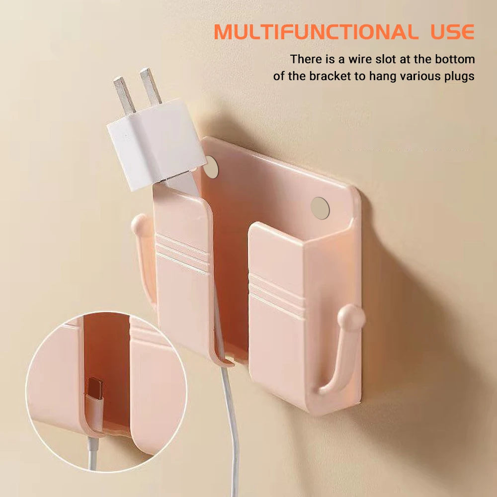 Universal Wall Mount Phone Holder – Dual Slot & Hooks