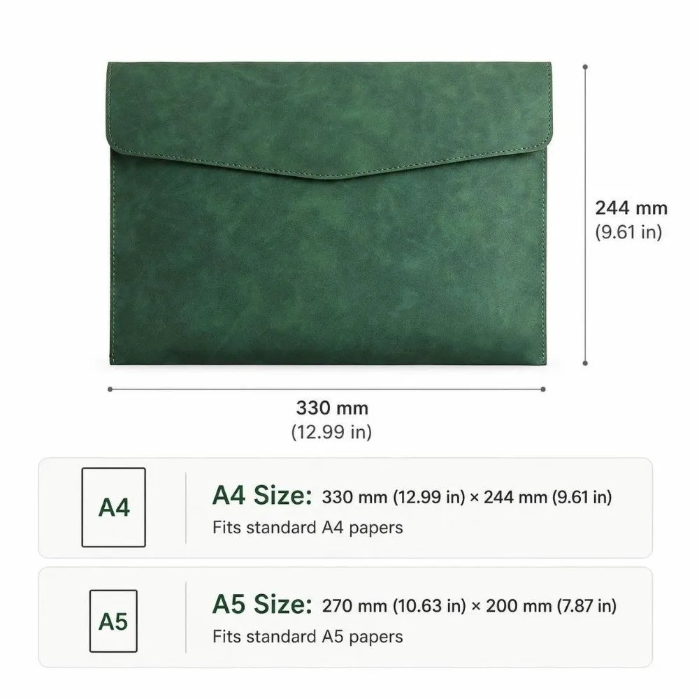 6-Pack PU Leather A4/A5 Document Folder – Snap Closure