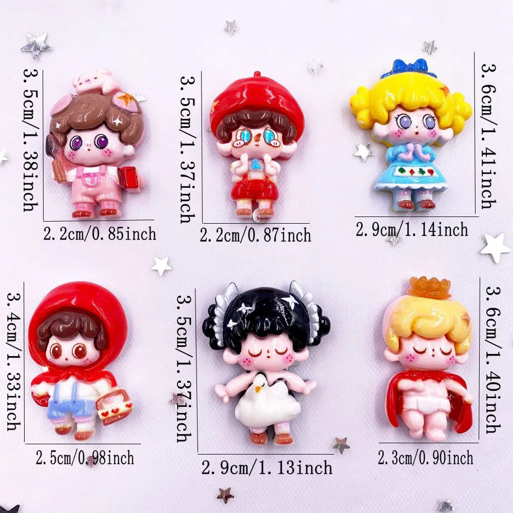 Resin Kawaii Princess & Prince Flatback Figurines – 6PC Craft