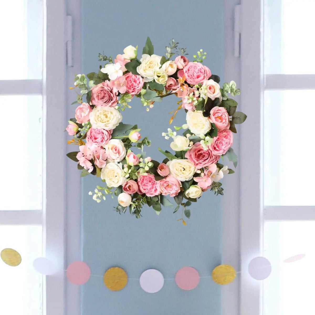 Spring Artificial Flower Wreath for Front Door | MagiDeal