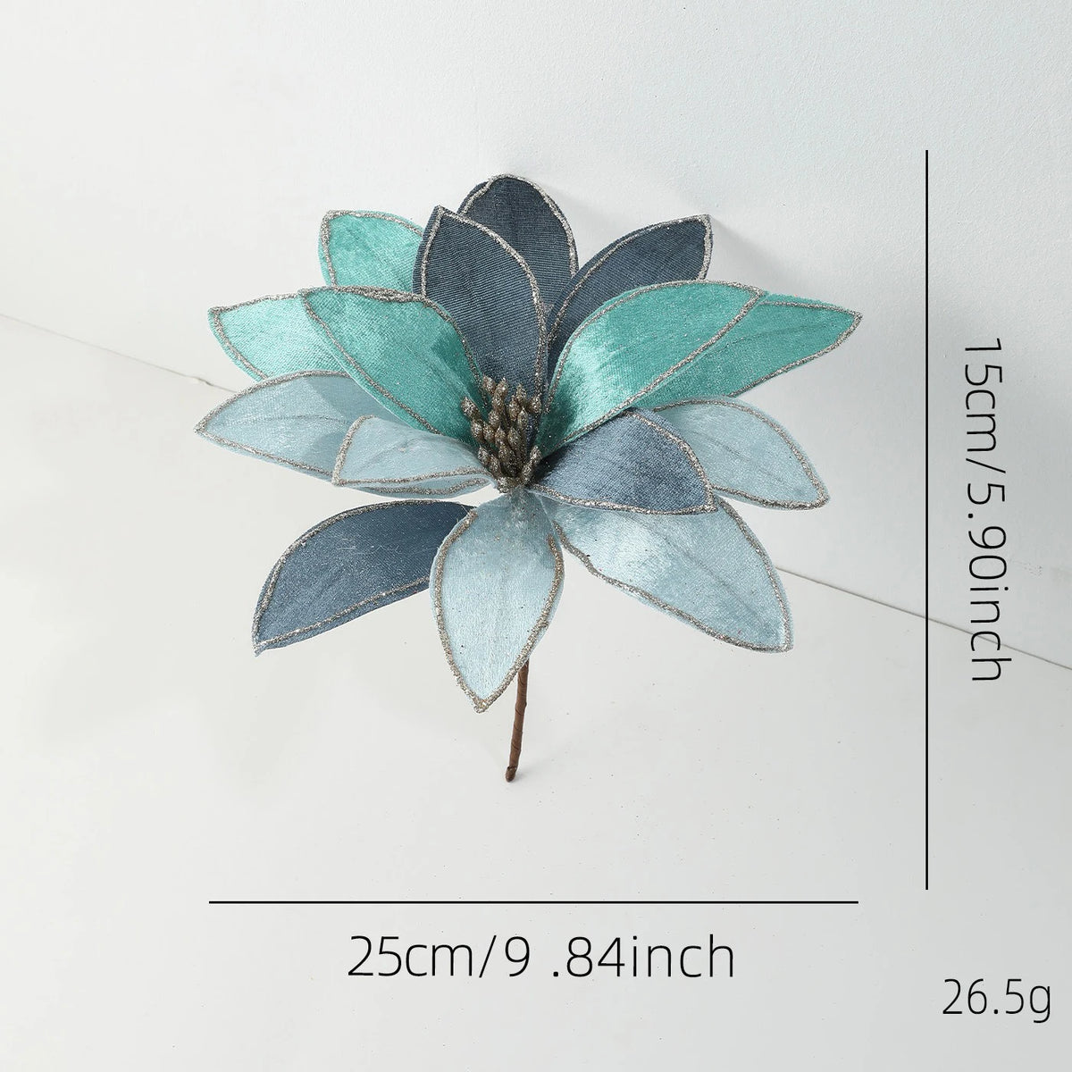 Gold Glitter Christmas Flower Garland Ornament 25cm