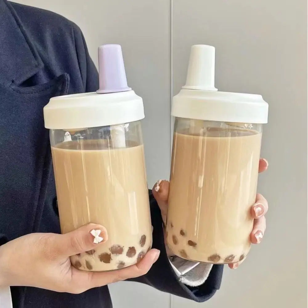 Large Transparent Straw Cup with Lid – 500ml & 850ml Reusable