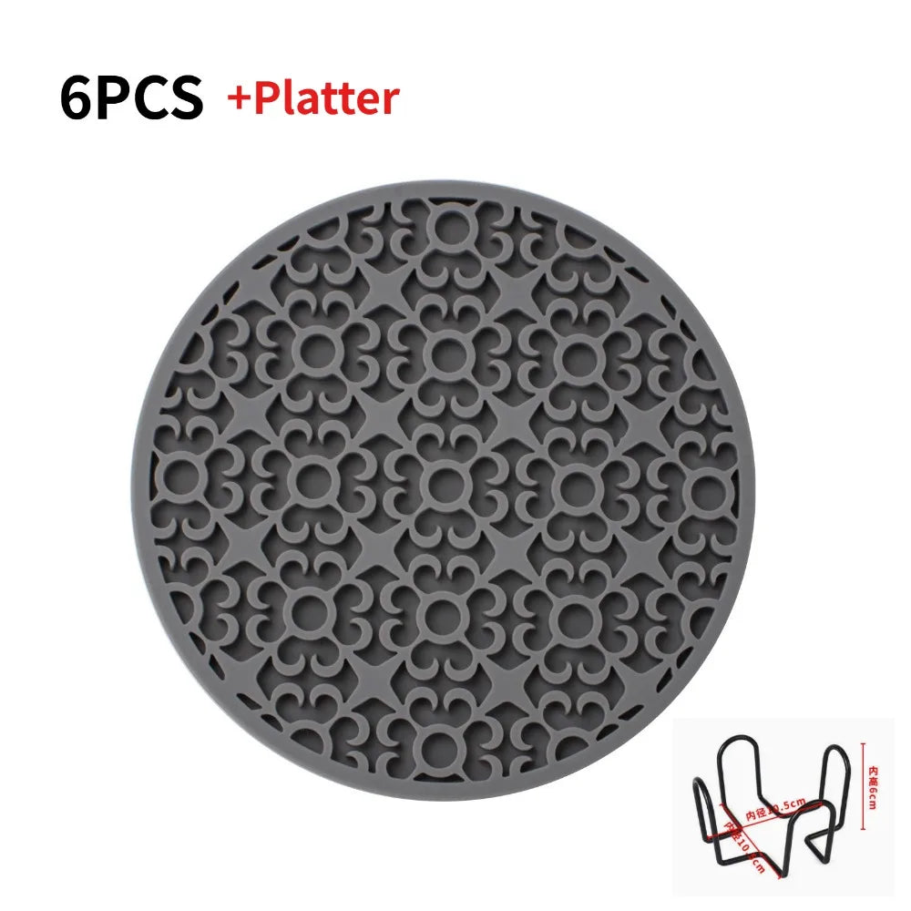 6-Pack Floral Silicone Coasters – Heat Resistant Non-Slip Mats