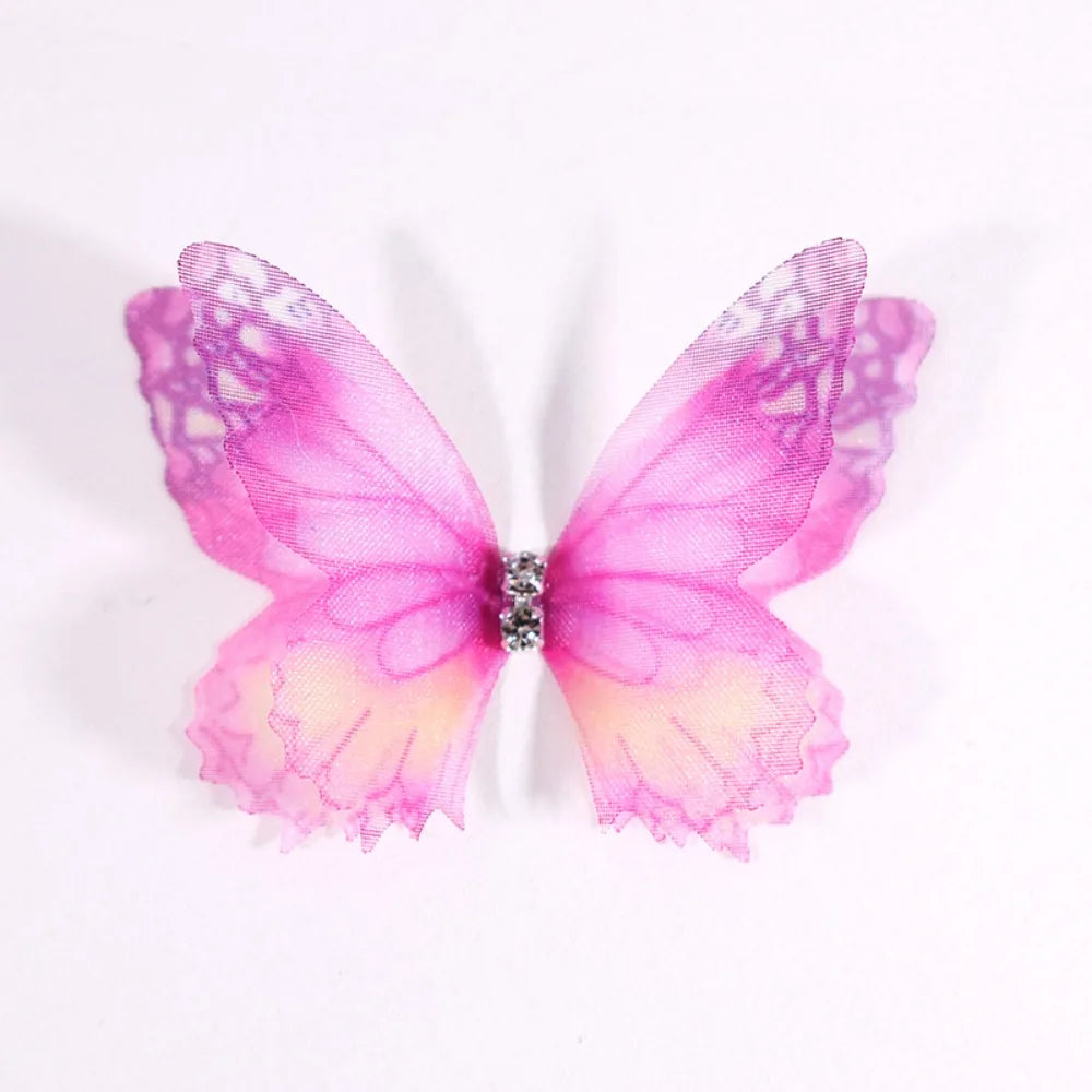 50Pcs 3D Organza Butterfly Appliques – Gradient Chiffon Patches