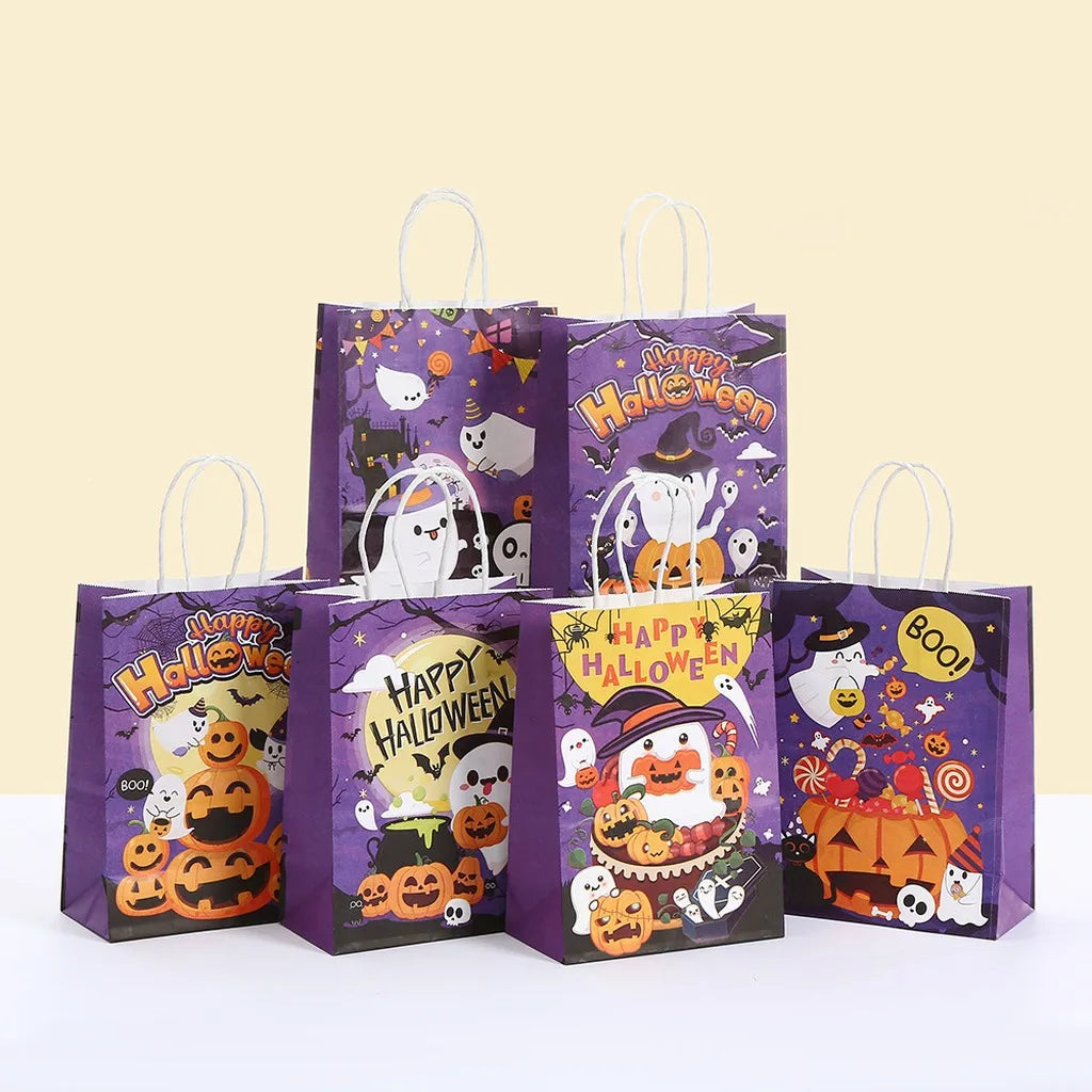 Halloween Kraft Paper Gift Bags – 12-Pack Trick or Treat Totes