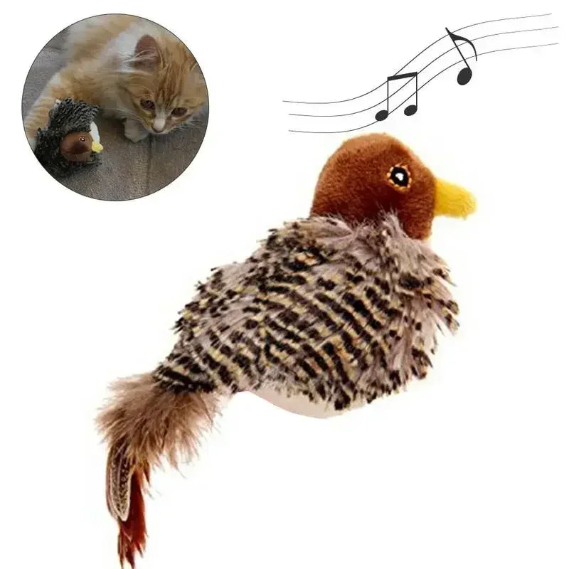 Electric Bird-Chirping Plush Cat Toy – Feather Teaser