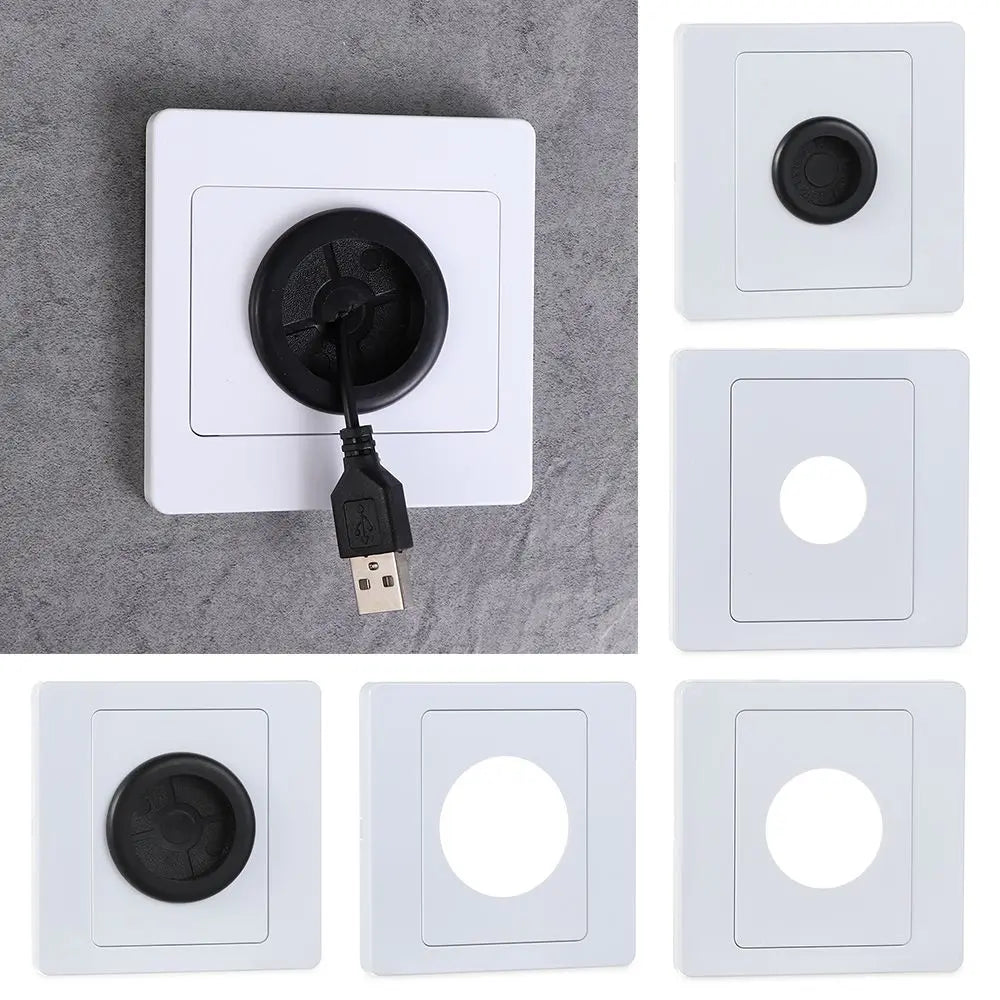 Wall Blank Panel Cable Cover with Rubber Pad & Outlet Hole