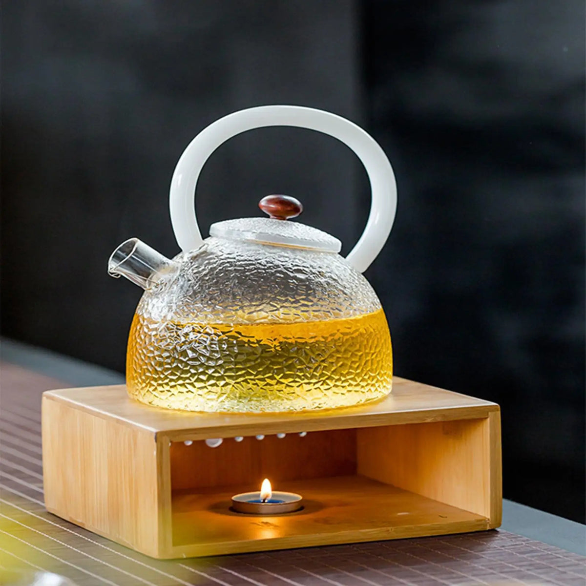Bamboo Teapot Warmer Stand – Tealight Candle Holder Base
