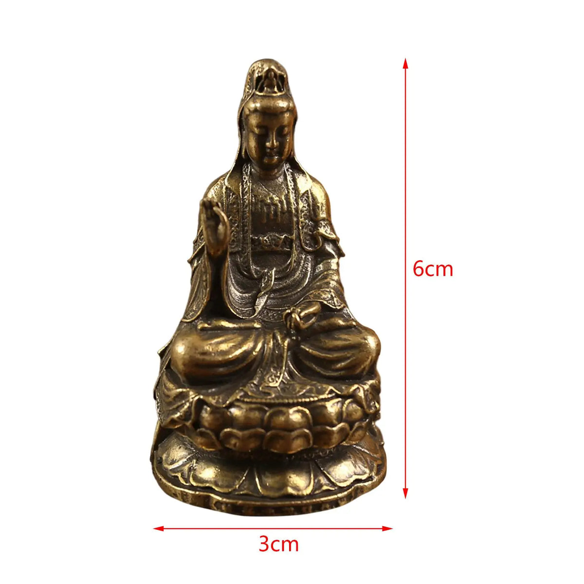 Mini Brass Guanyin Statue | Buddhist Figurine Feng Shui Decor