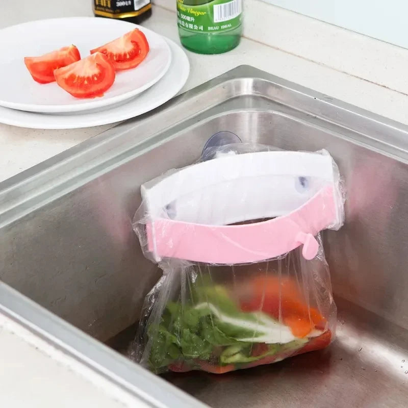 Clip-On Kitchen Sink Trash Rack & Garbage Bag Holder
