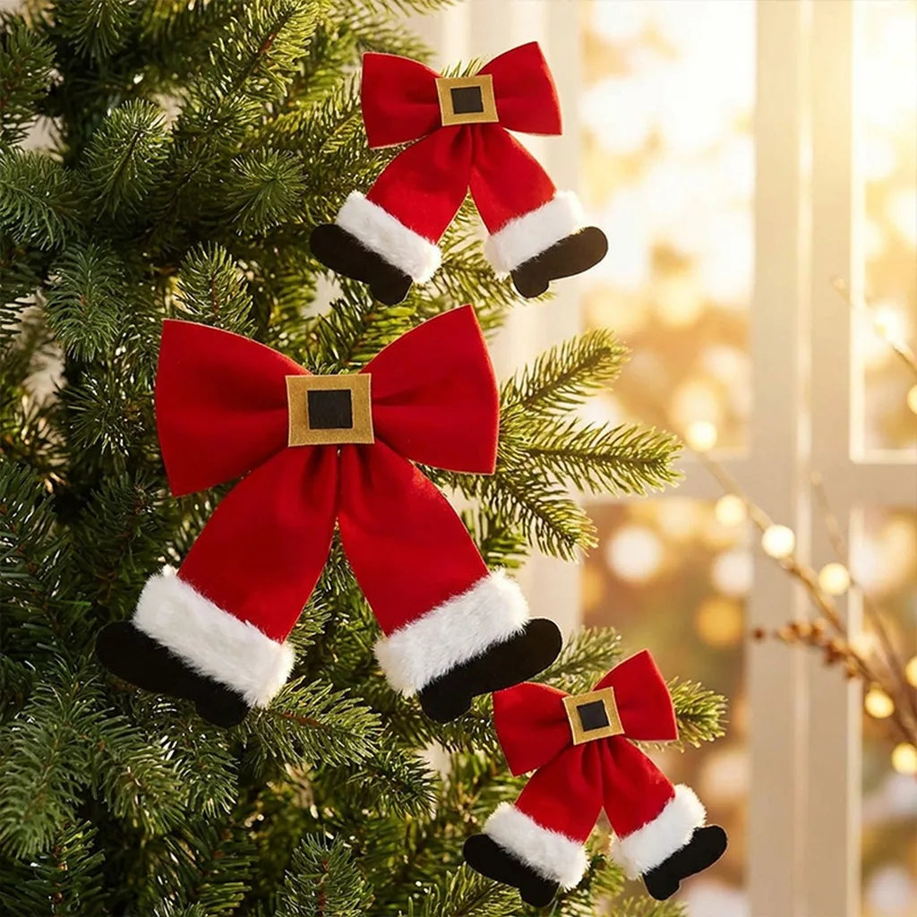 Velvet Christmas Bow Hanging Ornament | Festive Tree Decor