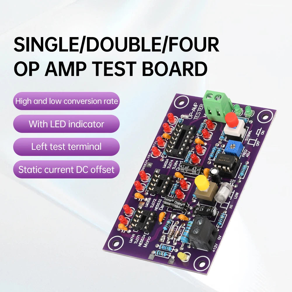 DC12V T2 Op-Amp Test Board – Single/Dual/Quad IC Tester