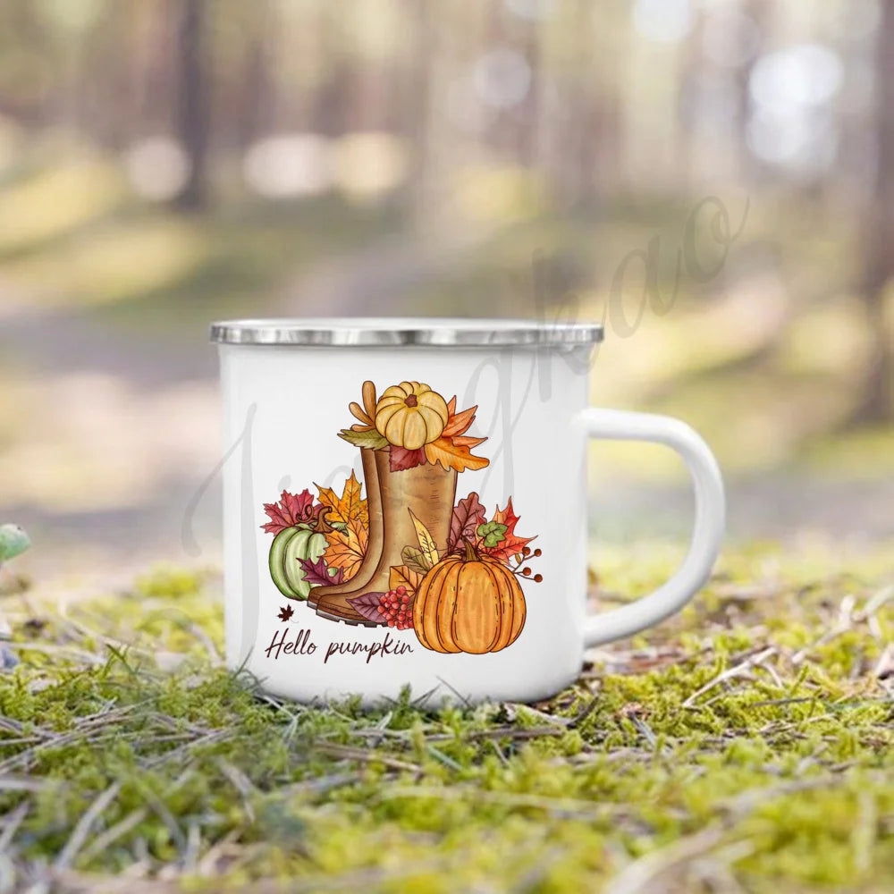 Tis' The Season Enamel Mug | Fall Coffee & Cocoa Cup Gift