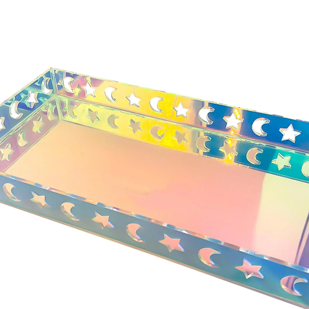 Iridescent Acrylic Vanity Tray – Makeup & Jewelry Organizer