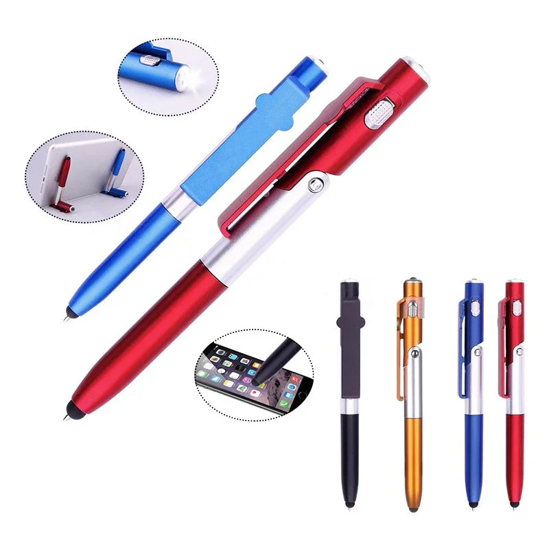 4-in-1 Ballpoint Pen with LED Light, Stylus & Phone Stand