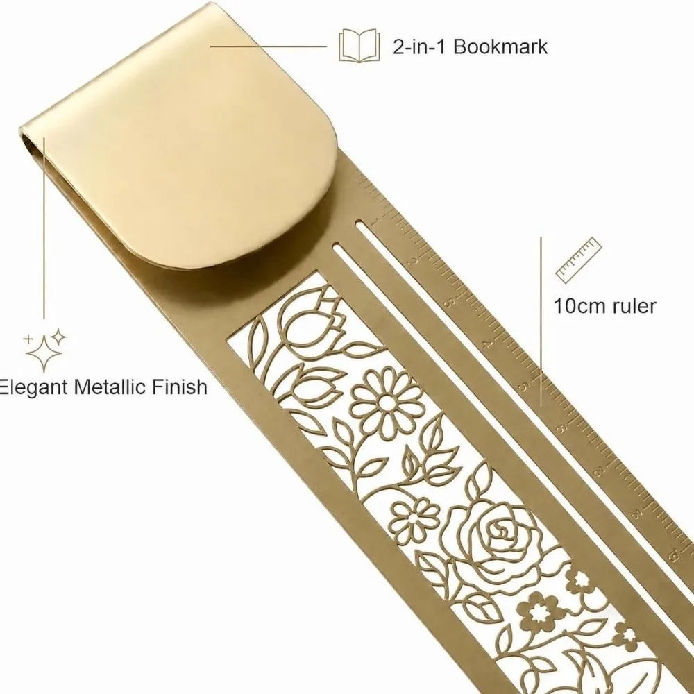 Brass Hollow Stencil Ruler – Bookmark, Measuring & Drawing