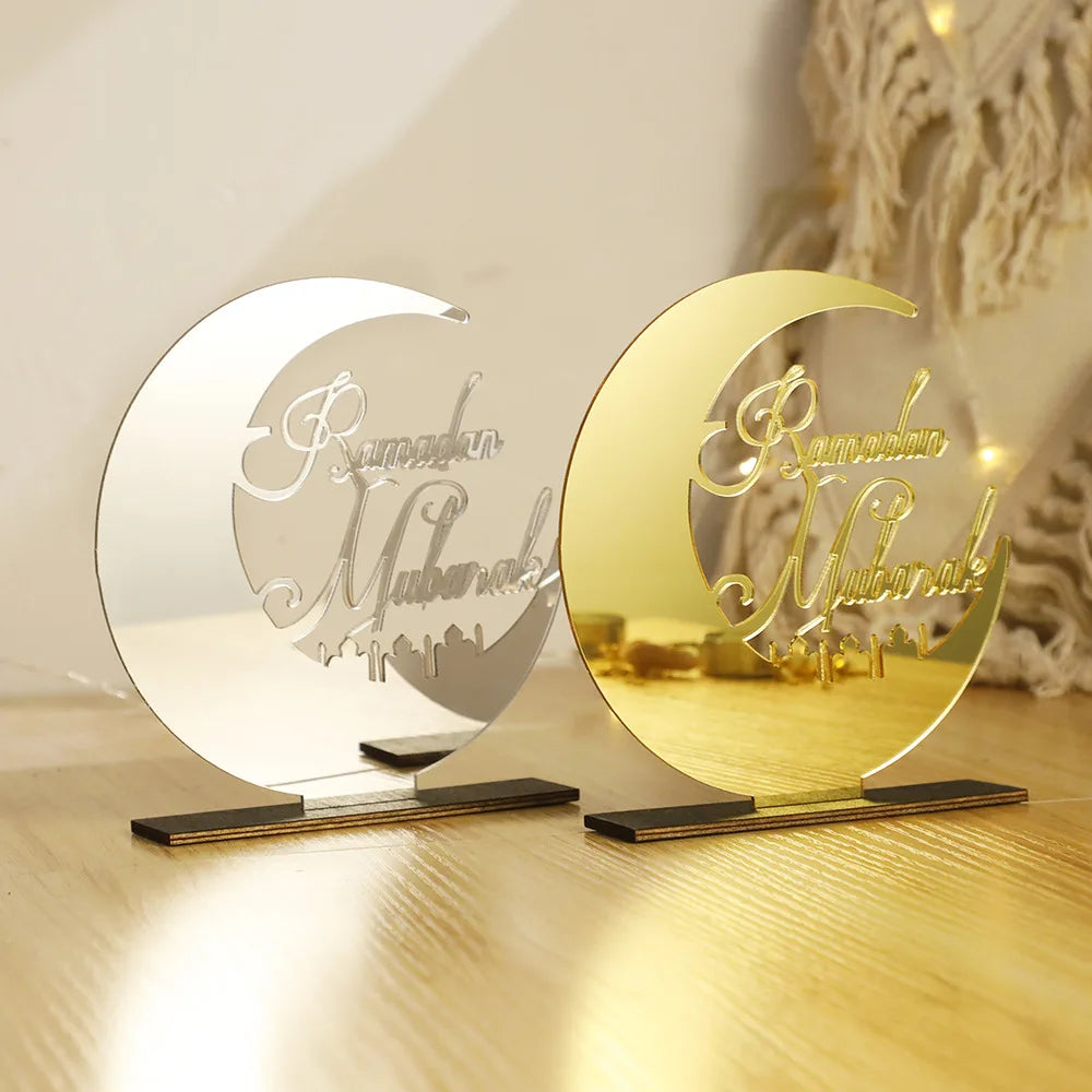 Ramadan Moon Acrylic Table Ornament – Eid Mubarak DIY Decor