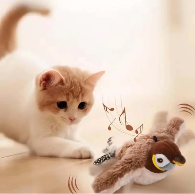 Interactive Chirping Flapping Bird Cat Toy – Touch Activated