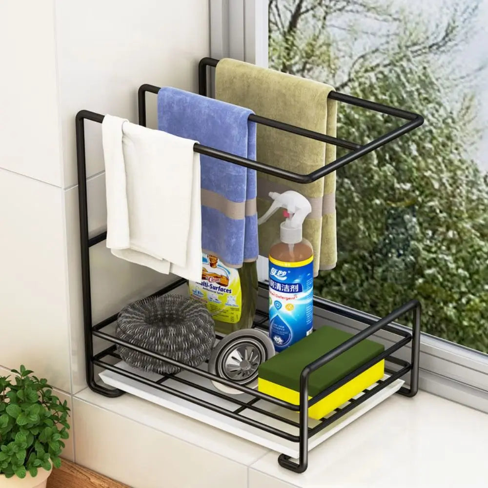 Wall-Mounted Kitchen Cloth & Sponge Rack | No-Drill Drainer