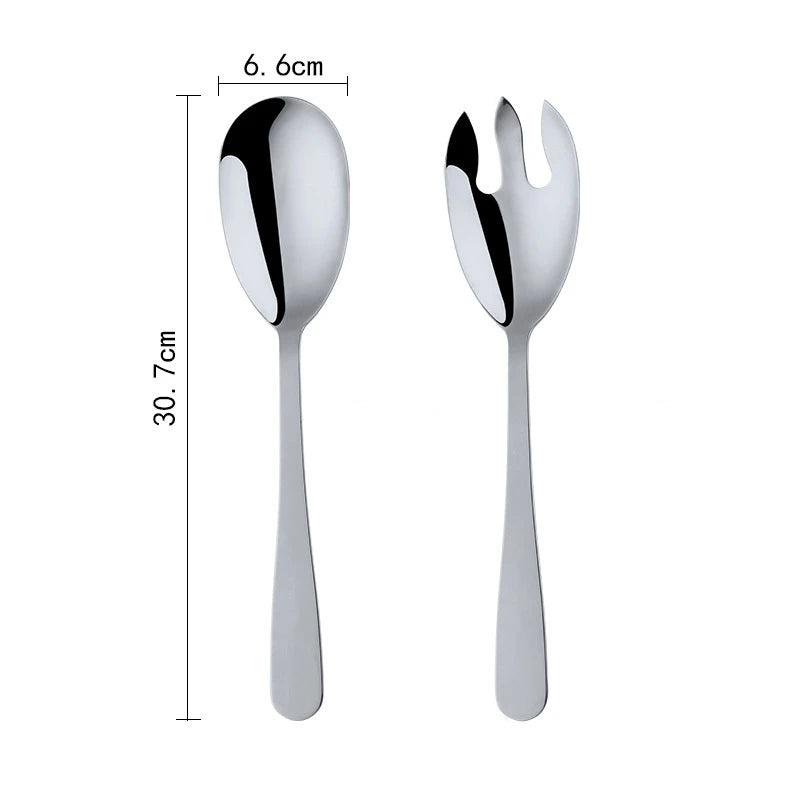 Gold Stainless Steel Salad Spoon & Fork Serving Set – 2 Piece