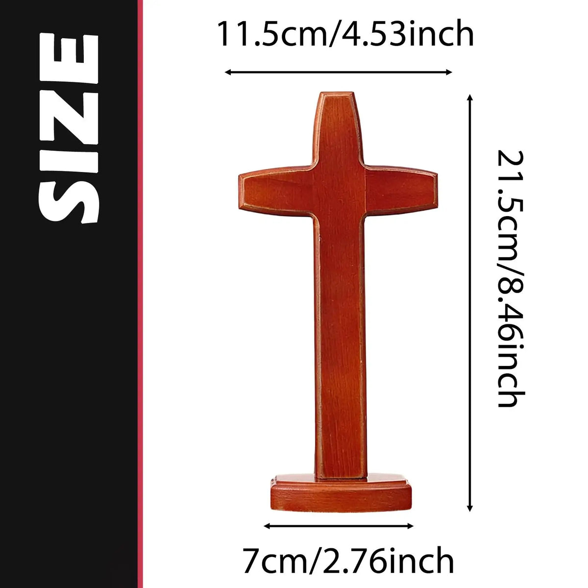 Wooden Standing Cross Sculpture | Religious Figurine Decor