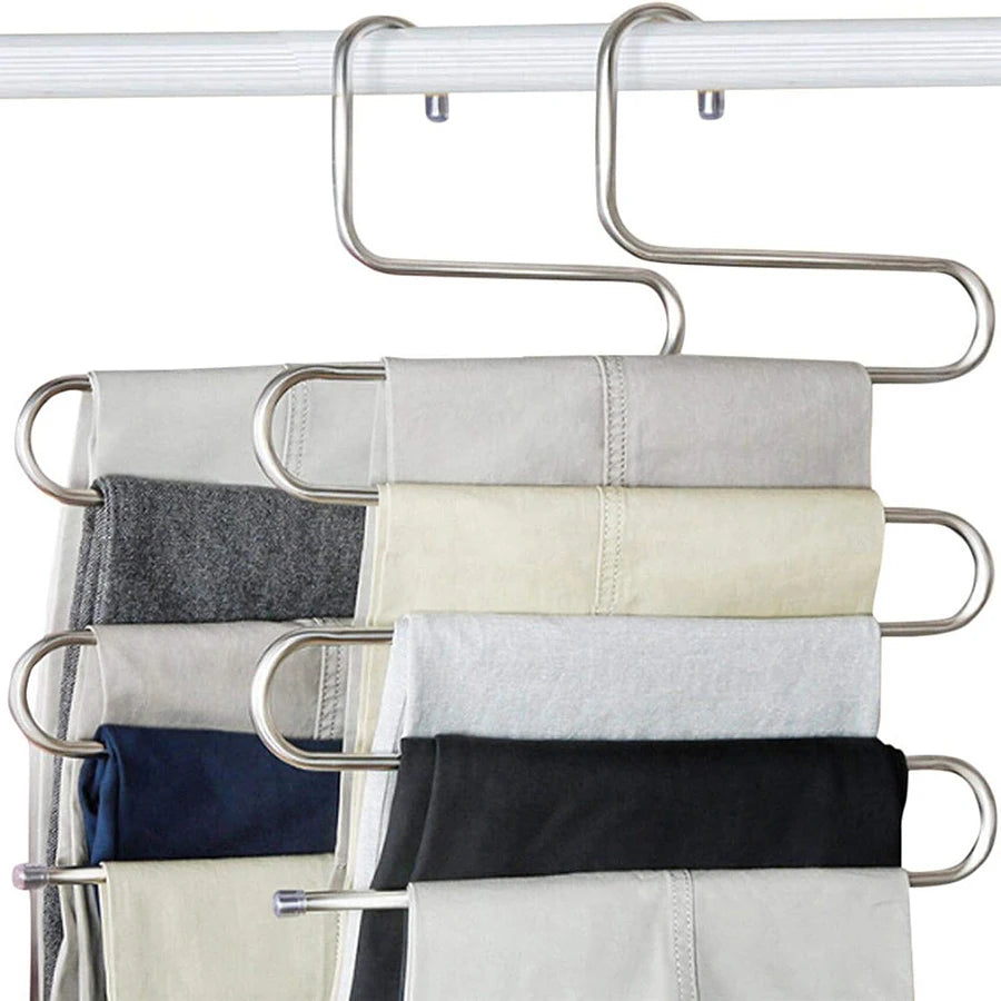 S-Shape Pants Hangers Space Saver | 5-Layer Stainless Steel