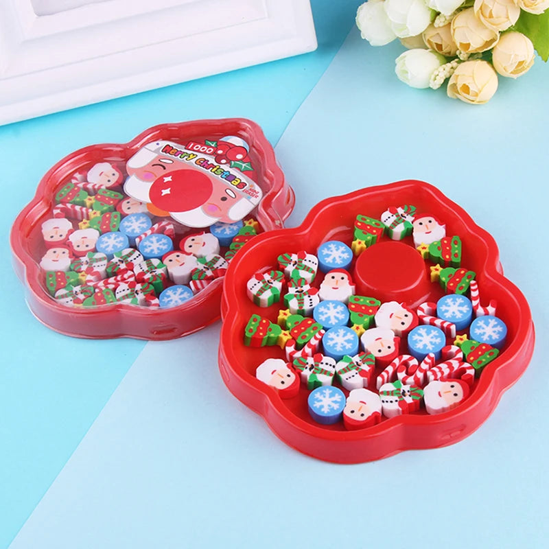 25-Piece Christmas Rubber Eraser Set – Santa & Snowman