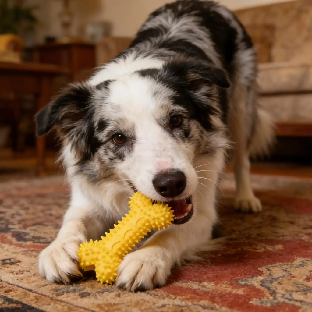 Spiky Rubber Dog Chew Toys – Bone & Ball Teething Set