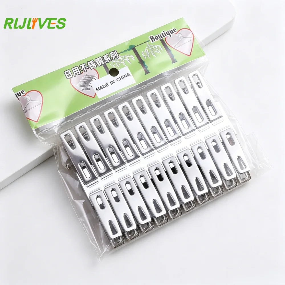 20-Pack Stainless Steel Clothespins | Wind-Resistant Clothes Pegs