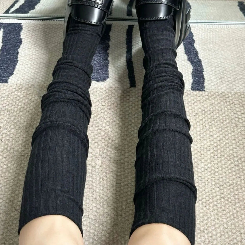 Women's Cotton Knee-High Socks – Warm Solid Color Calf Socks