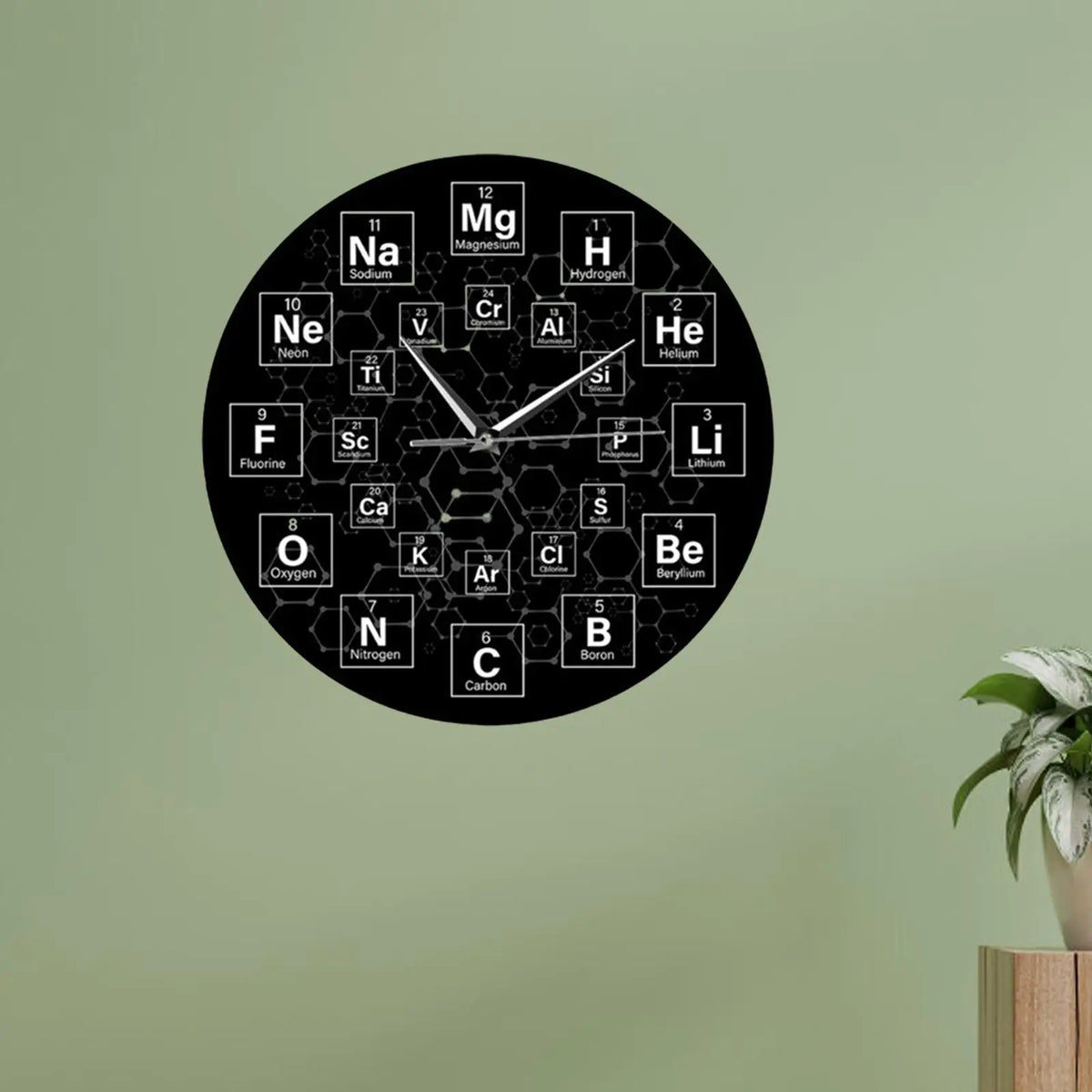 Periodic Table Wall Clock – Silent Non-Ticking Science Décor