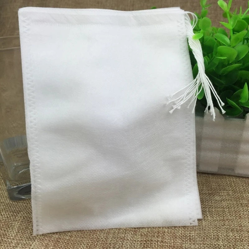 100-Pack Empty Heat-Seal Tea Bags with String – 5.5x7cm