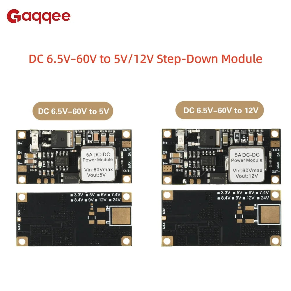 DC-DC Buck Converter 6.5–60V to 5V/12V, 5A, 96% Efficiency
