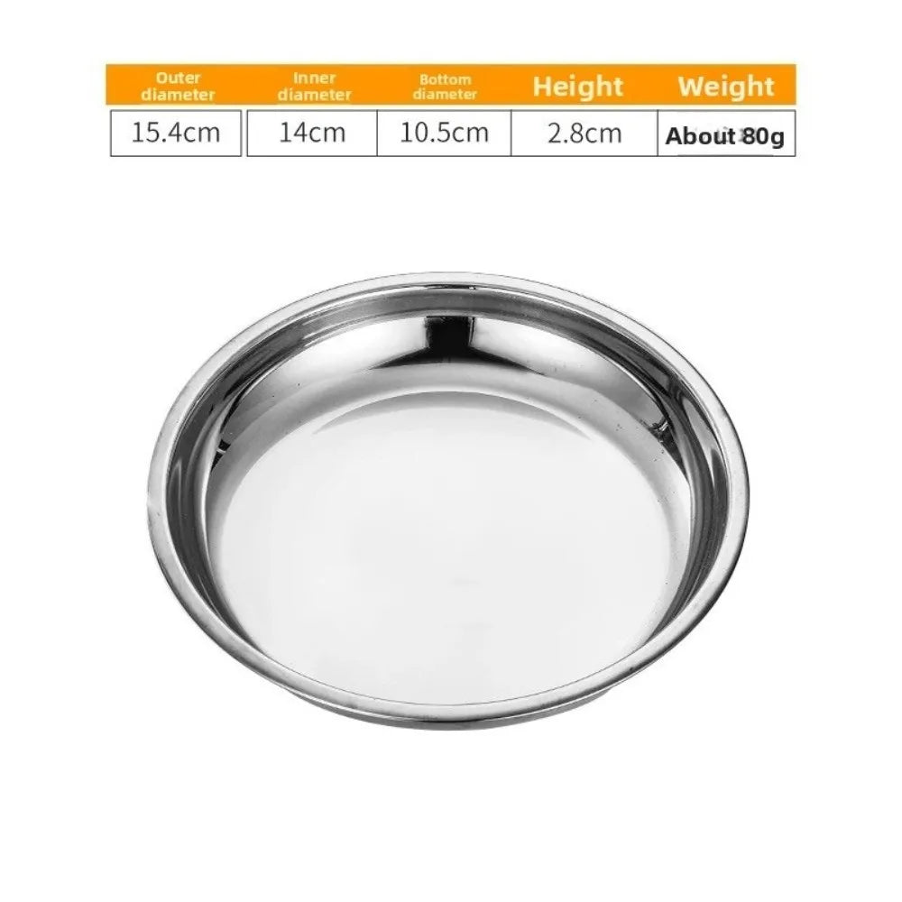 Stainless Steel Round Shallow Tray | Rustproof Camping Plate