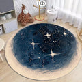 Round Celestial Moon Star Area Rug – Non-Slip & Stain Resistant