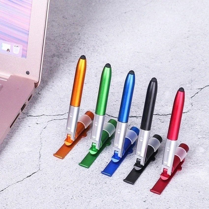 4-in-1 Ballpoint Pen with LED Light, Stylus & Phone Stand