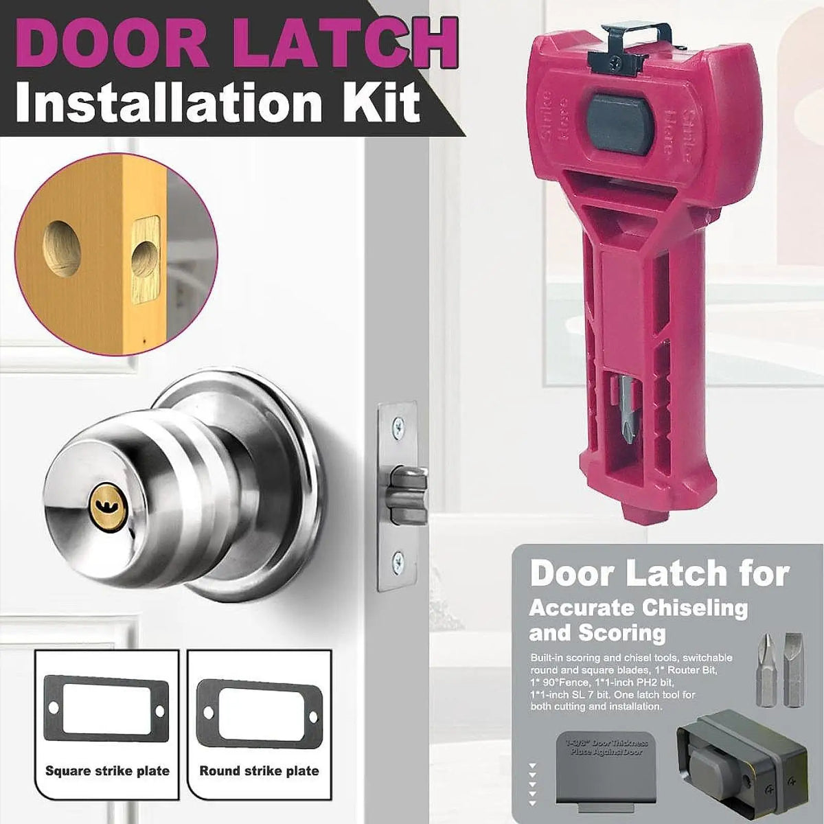 Door Latch Installation Kit – Chisel & Scoring Tool for Locks
