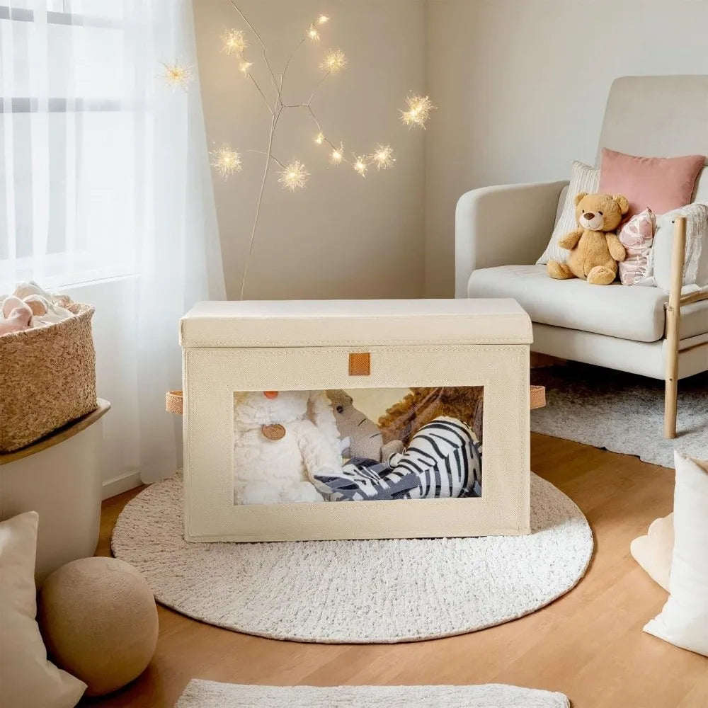 Foldable Fabric Storage Box with Window & Handle – Stackable